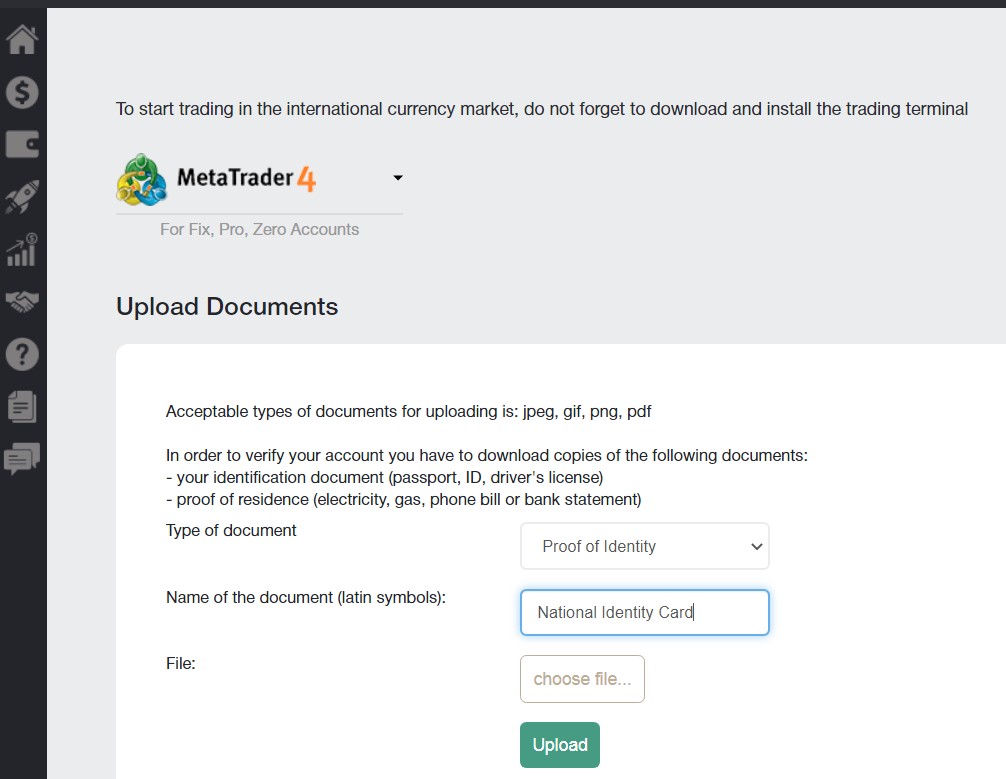 How to upload a document to verify
